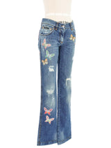 Dolce & Gabbana Butterfly Embroidered Jeans Bottom arcadeshops.com