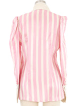 Edeltrud Hofmann Pink Satin Stripe Bib Blouse Top arcadeshops.com