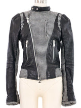 2008 Balenciaga Houndstooth Trim Leather Jacket Jacket arcadeshops.com