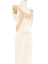 Lace Mesh Trimmed Silk Slip Dress Dress arcadeshops.com