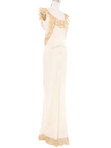 Lace Mesh Trimmed Silk Slip Dress Dress arcadeshops.com