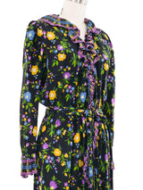 1980 Yves Saint Laurent Floral Ruffle Dress Dress arcadeshops.com