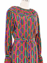 1980 Yves Saint Laurent Printed Silk Dress Dress arcadeshops.com