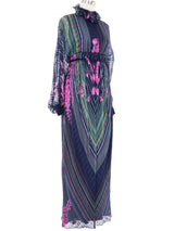 Silk Floral Striped Maxi Dress Dress arcadeshops.com