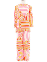 1960s Emilio Pucci Pink Printed Pant Ensemble Suit arcadeshops.com