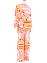 1960s Emilio Pucci Pink Printed Pant Ensemble Suit arcadeshops.com
