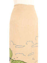 Illustrated Silk Scarf Wrap Skirt Bottom arcadeshops.com