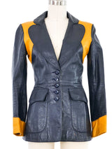 1970s Colorblock Leather Jacket Jacket arcadeshops.com