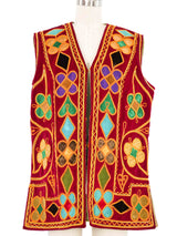 1960s Afghan Velvet Applique Vest Jacket arcadeshops.com