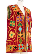1960s Afghan Velvet Applique Vest Jacket arcadeshops.com