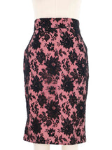 1980s Moschino Lace Overlay Gingham Skirt Bottom arcadeshops.com