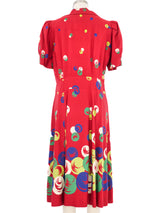 1940s Red Printed Collared Shirtdress Dress arcadeshops.com