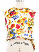 Floral Satin Cinched Waist Top Top arcadeshops.com