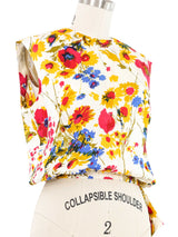 Floral Satin Cinched Waist Top Top arcadeshops.com