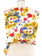 Floral Satin Cinched Waist Top Top arcadeshops.com