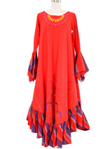 1970s Josefa Ruffled Embroidered Caftan Dress arcadeshops.com