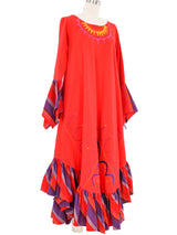 1970s Josefa Ruffled Embroidered Caftan Dress arcadeshops.com