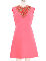 1960s Hot Pink Beaded Collar Mini Dress Dress arcadeshops.com
