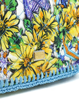 Dolce & Gabbana Quilted Floral Raffia Trim Handbag Accessory arcadeshops.com