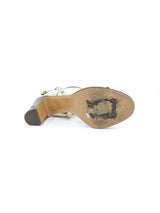 Valentino Rockstud Wooden Heeled Ivory Sandals, 38.5 Accessory arcadeshops.com