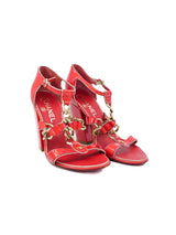 Chanel Red Patent Chain Accented Heels, 36.5 Accessory arcadeshops.com