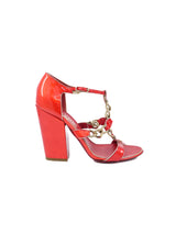Chanel Red Patent Chain Accented Heels, 36.5 Accessory arcadeshops.com