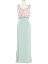 Pastel Floral Beaded Chiffon Gown Dress arcadeshops.com