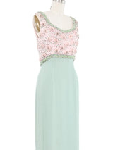 Pastel Floral Beaded Chiffon Gown Dress arcadeshops.com