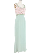 Pastel Floral Beaded Chiffon Gown Dress arcadeshops.com