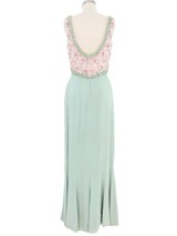 Pastel Floral Beaded Chiffon Gown Dress arcadeshops.com