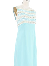 1960s Malcolm Starr Embellished Pale Blue Gown Dress arcadeshops.com