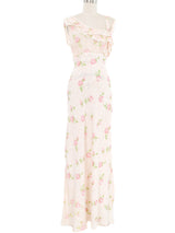1930s Rose Printed Bias Cut Slip Dress Dress arcadeshops.com