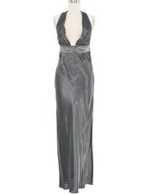 1994 Yeohlee Dark Gray Lame Halter Dress Dress arcadeshops.com