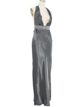 1994 Yeohlee Dark Gray Lame Halter Dress Dress arcadeshops.com