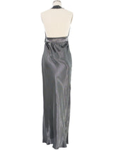 1994 Yeohlee Dark Gray Lame Halter Dress Dress arcadeshops.com