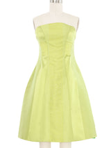 2004 Yeohlee Embellished Chartreuse Satin Strapless Dress Dress arcadeshops.com
