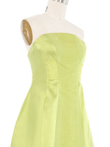 2004 Yeohlee Embellished Chartreuse Satin Strapless Dress Dress arcadeshops.com