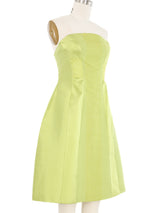 2004 Yeohlee Embellished Chartreuse Satin Strapless Dress Dress arcadeshops.com
