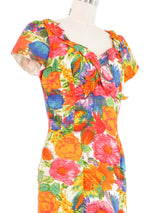 1950s Mr. Blackwell Rhinestone Embellished Floral Print Dress Dress arcadeshops.com