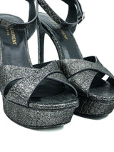 Saint Laurent Metallic Tribute Heels, 36 Accessory arcadeshops.com
