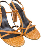 Bottega Veneta Cannella Crocodile Heeled Sandals, 38 Accessory arcadeshops.com