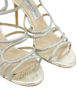 Jimmy Choo Silvertone Heeled Sandals, 38 Accessory arcadeshops.com