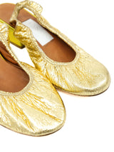 2008 Lanvin Gold Foil Slingback Block Heels, 37 Accessory arcadeshops.com