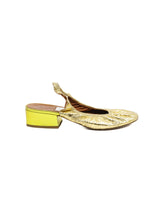 2008 Lanvin Gold Foil Slingback Block Heels, 37 Accessory arcadeshops.com