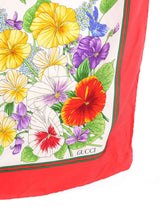 Gucci Flora Red Trim Silk Scarf Accessory arcadeshops.com