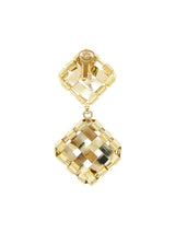 Oversized Goldtone Basketweave Earrings Accessory arcadeshops.com