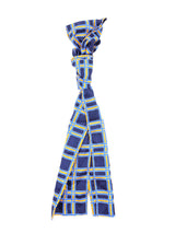 1980s Yves Saint Laurent Windowpane Check Silk Scarf Accessory arcadeshops.com