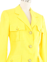 Versace Yellow Linen Jacket Jacket arcadeshops.com