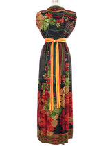 Pauline Trigere Printed Satin Gown Dress arcadeshops.com