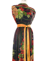 Pauline Trigere Printed Satin Gown Dress arcadeshops.com